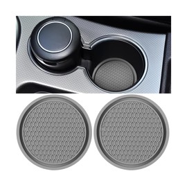 8sanlione 2 Pack Car Cup Holder Coaster, 2.75 Inch Diameter Non-Slip Universal Insert Coaster, Durable, Suitable for Most Car Interior, Car Accessory for Women and Men(Gray)