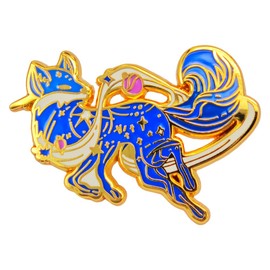 Leraverppy Enamel Pin,Cosmic Fox Lapel Pin,Mystery Space Fox Badge,Gift For Animal Lovers Space Enthusiast Teens Friend,Unique Fashion Brooch,Daily Wear Accessory,DIY Decor