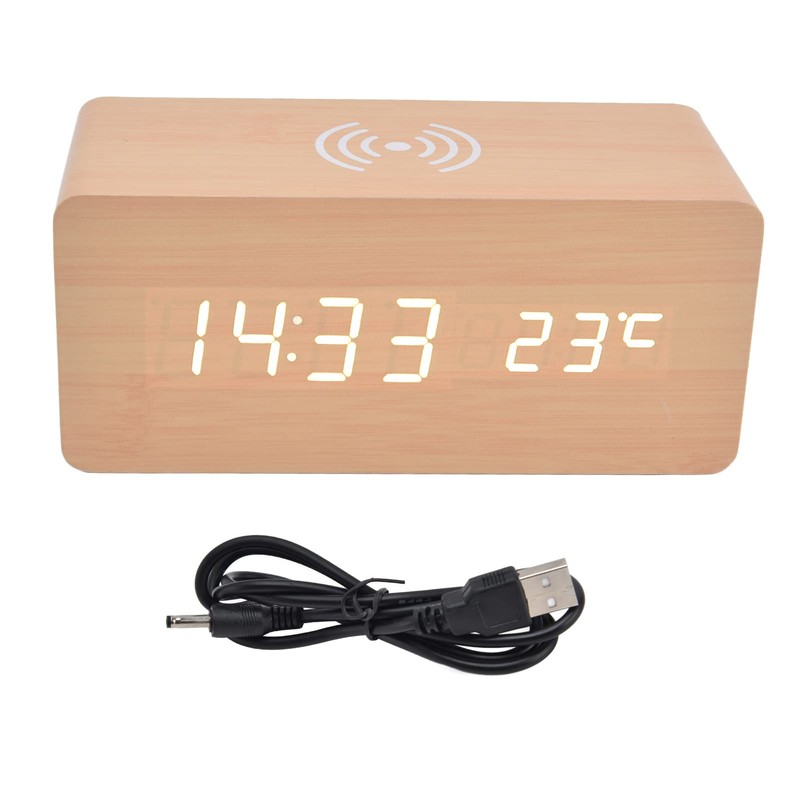 Clock Radios For Bedroom, Digital Alarm Clock with Wireless Charging