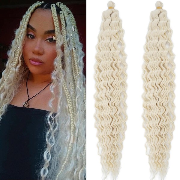 613 Boho Curls Deep Water Wave Crochet Hair Blonde Curly
