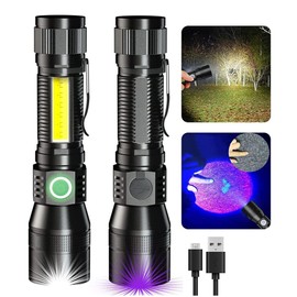Blacklight flashlights, 3 in-1 Rechargeable Flashlights, UV Light Magnetic LED Flashlight High Lumens, 7 Mode Emergencies Camping flashlight, Tactical Waterproof Flash Light for Pet Urine Detection