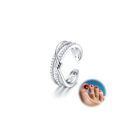 Kakonia Toe Ring, 925 Sterling Silver Toe Ring for Women, Adjustable Toe Ring, Beach Band Ring, Nail Rings, Daisy Flower CZ Cross, Opal Twist Knot Toe Rings Cuff, Open Foot Jewellery, Gemstone, Cubic