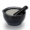 Mortar and Pestle Set, Ceramic Stoneware Set (3.2 Inch-Black) -