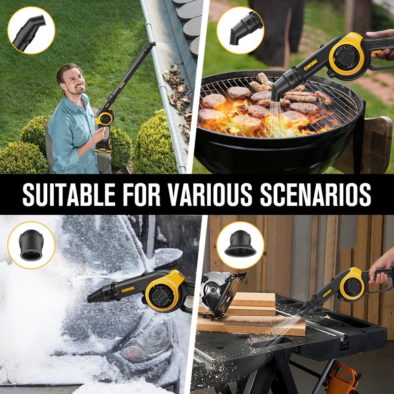EWORK Leaf Blower Cordless Up to 200 MPH, Lightweight Electric