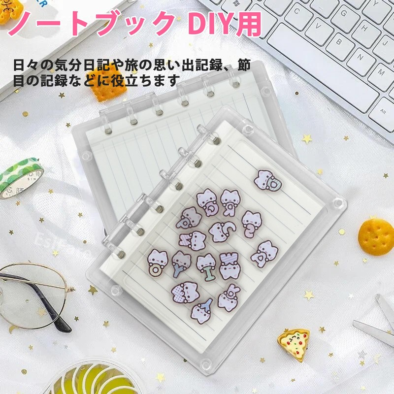 Shaker Notebook, Acrylic Binder, A7, 6-Hole Binder, Mini, Transparent, Cute,