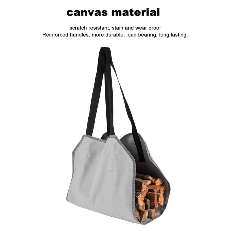 Large Canvas Firewood Carrier Log Bag Indoor Fireplace Log Carrier