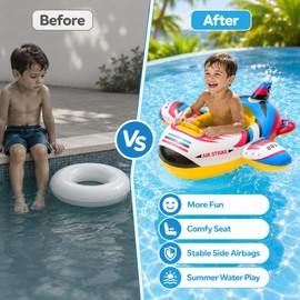 Kids Inflatable Airplane Pool Float for Summer Water Fun – Stable PVC Swim Boat for Pools & Lakes