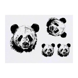 4 x 'Panda' Temporary Tattoos - Water Resistant, Skin-Safe, Non-Toxic Transfers, Mixed Sizes (TO00061428)