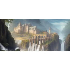 pigpigboss Sky Castle Diamond Painting Kit Full Round Diamond Painting Dot Castle Diamond Painting Set Large Size Waterfall Diamond Painting Art for Adult (31 x 16 inches)