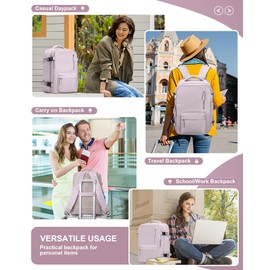 Travel Backpack for Women Men Business Laptop Backpack Fits 15.6 Inch Airline Cabin Bag Carry On Backpack Water Resistant with Shoe Pouch Casual Daypack Weekend Overnight,D5-Light Pink