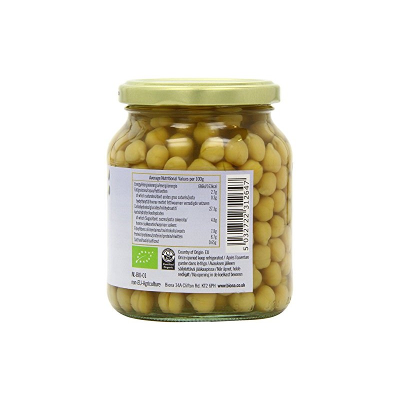 Biona Organic Jarred Chick Peas 350 g (PACK OF 4)