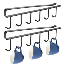 YAANBUNB Vertical Door Hook, Pack of 2 Cup Holders, Cups, Cup Holder, Under Shelf, Cup Rack, Cupboard Insert, No Drilling, Cup Stand, Cupboard, Hanging Cup Rack with 6 Hooks for Kitchen Utensils