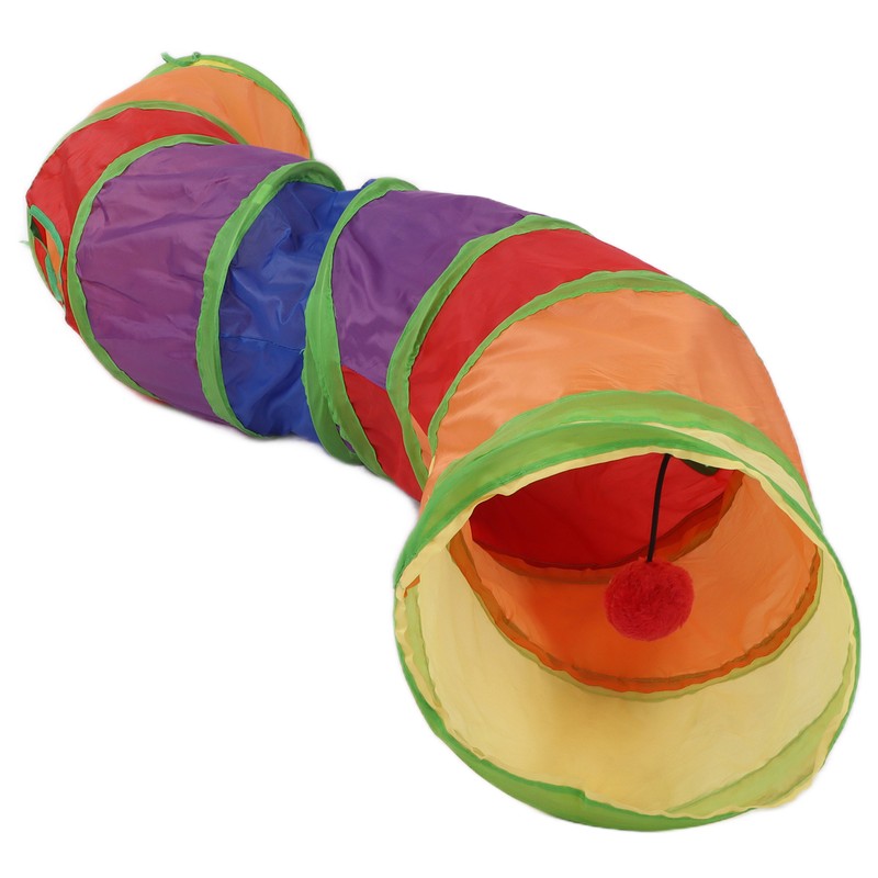 Pet Tunnel Iridescent Foldable Cat STunnel with Interactive Ball and