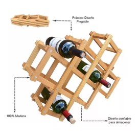 Procook Cava Porta Botellas Bastidor De Bambu Soporte 10 Botelllas