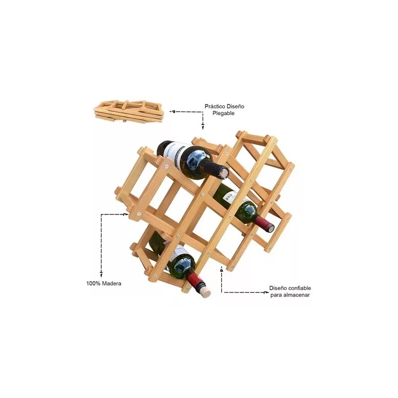 Procook Cava Porta Botellas Bastidor De Bambu Soporte 10 Botelllas