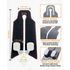 JICOJIN Multifunctional Car Hooks for Headrest, 4PCS Purse Hook for Car 100% Metal & Premium Leather Car Seat Hooks for Headrest 2025 Latest Purse Hanger for Car (Black)