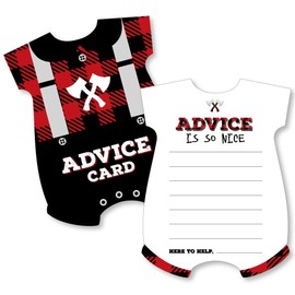 Big Dot of Happiness Lumberjack - Channel the Flannel - Baby Bodysuit Wish Card Buffalo Plaid Baby Shower Activities - Shaped Advice Cards Game - Set of 20