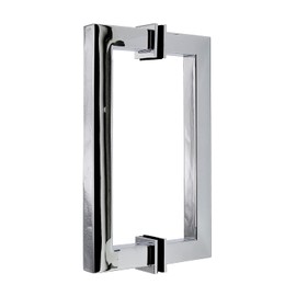Top Hardware Stainless Steel 304 Grade Tubular Back to Back Shower Door Pull Handle (8-Inch, Square, Mirror Chrome Finish SSSP203M)