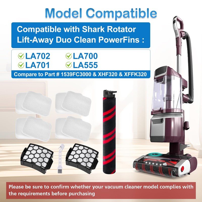 LA702 LA700 LA555 Brush Roller Filter Replacement Compatible with Shark