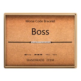 SANNYRA Adjustable Boss Morse Code Bracelet, Secret Message Friendship Trendy Jewelry for Women, 14k Gold Plated Beads on Silk Cord Friendship Gift for Her
