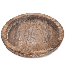 Rustic Wooden Serving Tray - Candle Holder Tray Home Decor, Small Wooden Serving Tray, Round Wood Tray for Coffee Table, Decorative Tray, Centerpiece Table Decorations for Home Decor (11.14 in)