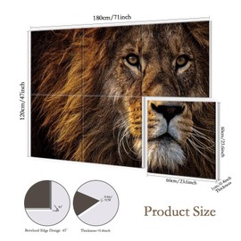JBER 6 Pack Art Acoustic Panels, 72×48 Inches Soundproof Wall Panels, Large Self-Adhesive Wall Panels, Decorative Sound Absorbing Panels, Sound Panels for Recording Studio, Living Room (Lion)