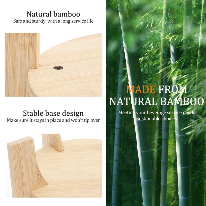 FwQoFvk Beverage Dispenser Stand, Bamboo Wood Juice Dispenser Stand, Stable