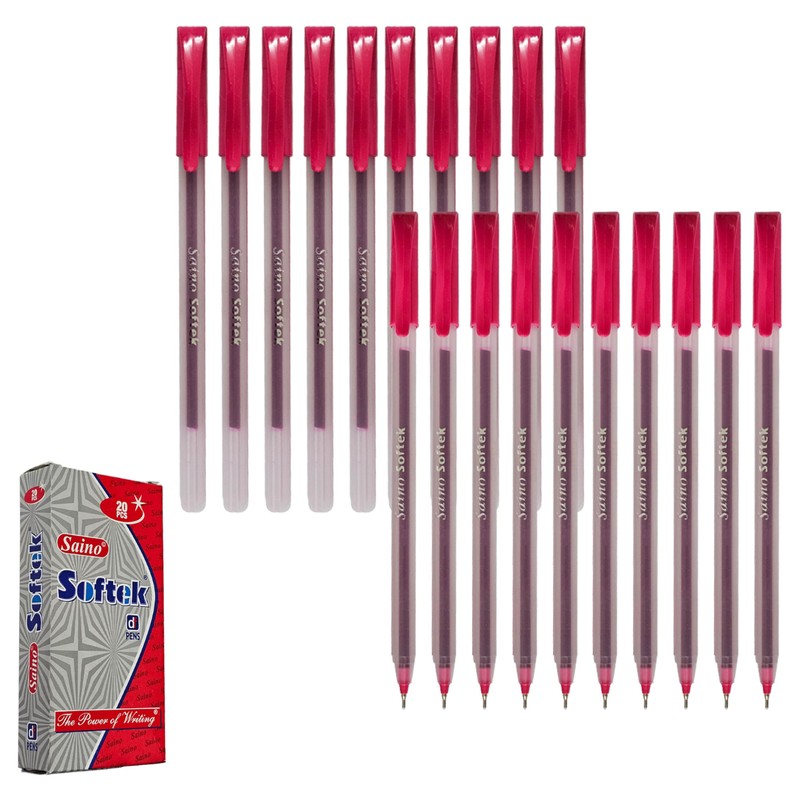 SAINO Softek Ballpoint Pens, PINK, Fine Point (0.7mm), Pack of