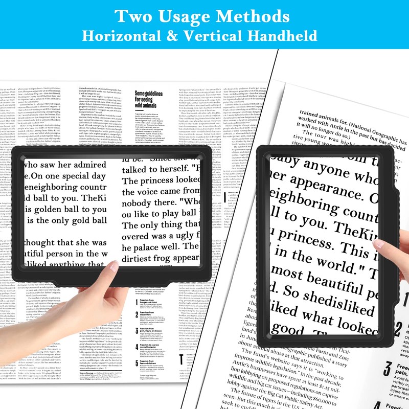 5X Full-Page Magnifying Glass for Reading, Black, Lightweight, 5.7" x