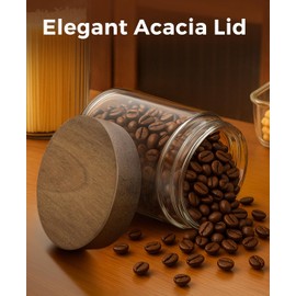 Osfel 16oz 6 Pack Overnight Oats Containers with Lids, Glass Mason Jars with Acacia Wood Airtight Lids, Wide Mouth Meal Prep Storage Jars for Yogurt, Chia Pudding, Salad, Parfait, Snacks, Spice