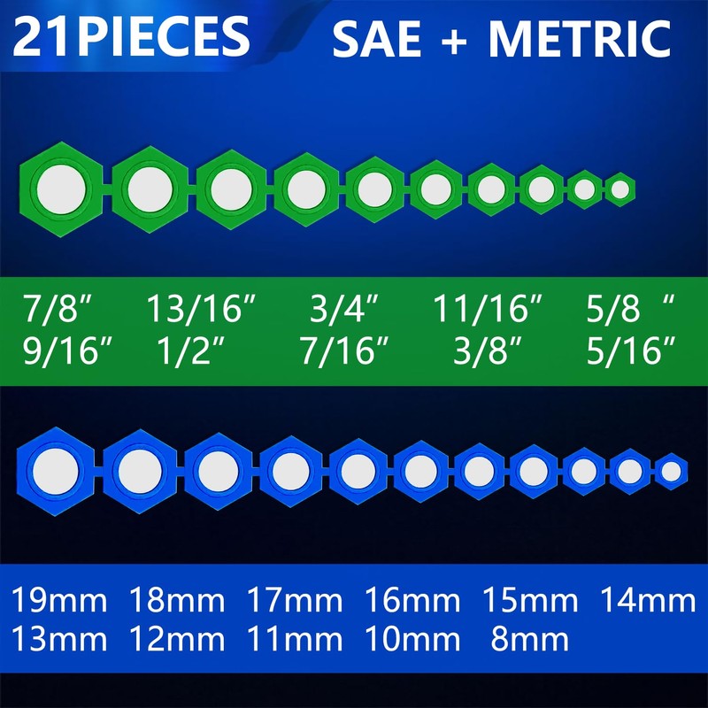 ZKTOOL 21PCS Magnetic Socket Inserts SAE and Metric Set Socket
