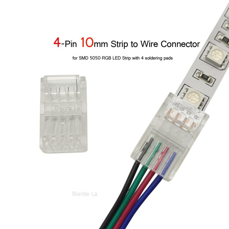 Biantie La 4 Pin Led Strip Connector 10mm RGB Strip
