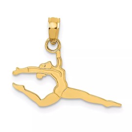 GlittersandGold 14k Solid Polished Gymnast Charm Bracelet Necklace