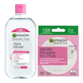 Garnier, Kit Skin Active Micelar Todo En 1 700Ml + Ecopads
