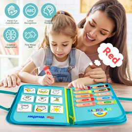 GEERAY Busy Board for 1 2 3 Years, Montessori Busy Board Activity Board for Baby Fine Motor Skills Travel Toys on Car Plane for Boys Girls