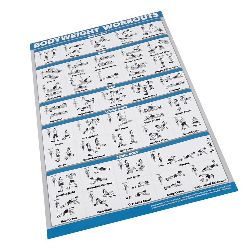 60x90cm Workout Charts Clear Rugged Easy Reading Bodyweight Exercises Poster