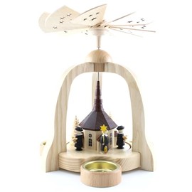 Jan Legler | Made in Germany | Erzgebirge Tea Light Pyramid | Christmas Pyramid Pyramid 20 x 20 x 23 cm | with Seiffen Church