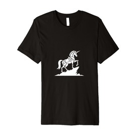 Majestic Unicorn Standing On Rocky Hill Graphic Premium T-Shirt
