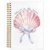 SNNDER Coquette Blue Bow Seashell Beach Notebook, Preppy Coastal Ocean