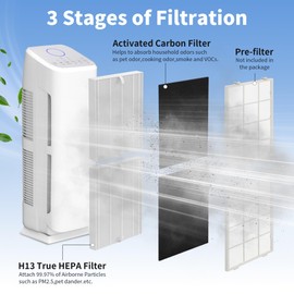 FCFMY AP-1216-FP H13 True Replacement Filters Compatible with Coway AP-1216L Tower True HEPA Air Cleaner Purifier, 2 H13 True HEPA Filters and 4 Activated Carbon Pre-Filters