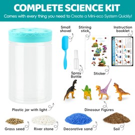 Light Up Dinosaur Terrarium Kit for Kids, Educational Science Kits Gardening Kit for Kids Boys and Girls, Creative Dinosaur Toys for Boys, Arts and Crafts for Kids Birthday Gifts for Ages 4 5 6 7 8-12