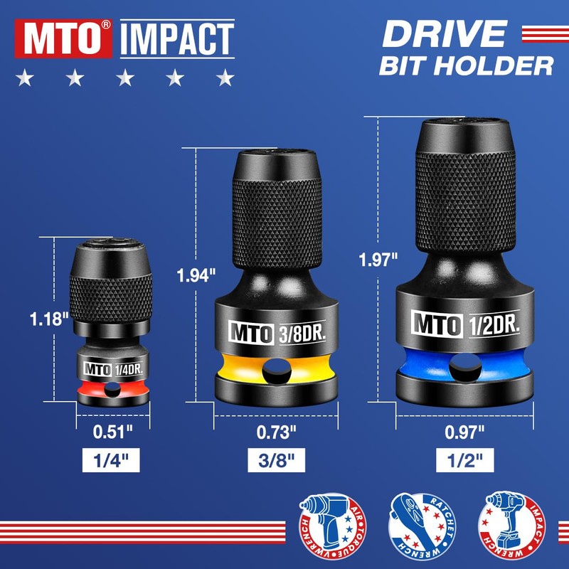 MTO 1/2 3/8 1/4-Inch Square Drive to 1/4-Inch Hex Socket
