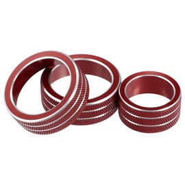 X AUTOHAUX Car Console AC Audio Volume Knob Ring Cover for Chevy Malibu 2017-2022 Red (Set of 3)