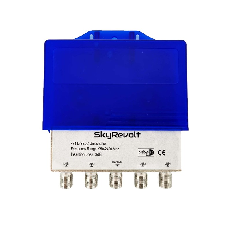 SkyRevolt DiSEqC Switch 4/1 SAT Switch with Weather Protection Housing