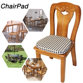 KGPLOME Collection Chair Cushion Memory Foam Pads with Ties - Kitchen Non Skid Rubber Back U Cushions with Machine Washable Cover (Small Black White,1)