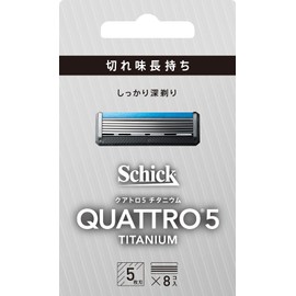 Quattro Schick Quattro 5 Titanium Replacement Blades (8 Pieces), Made in Germany, 5 Blades, Silver