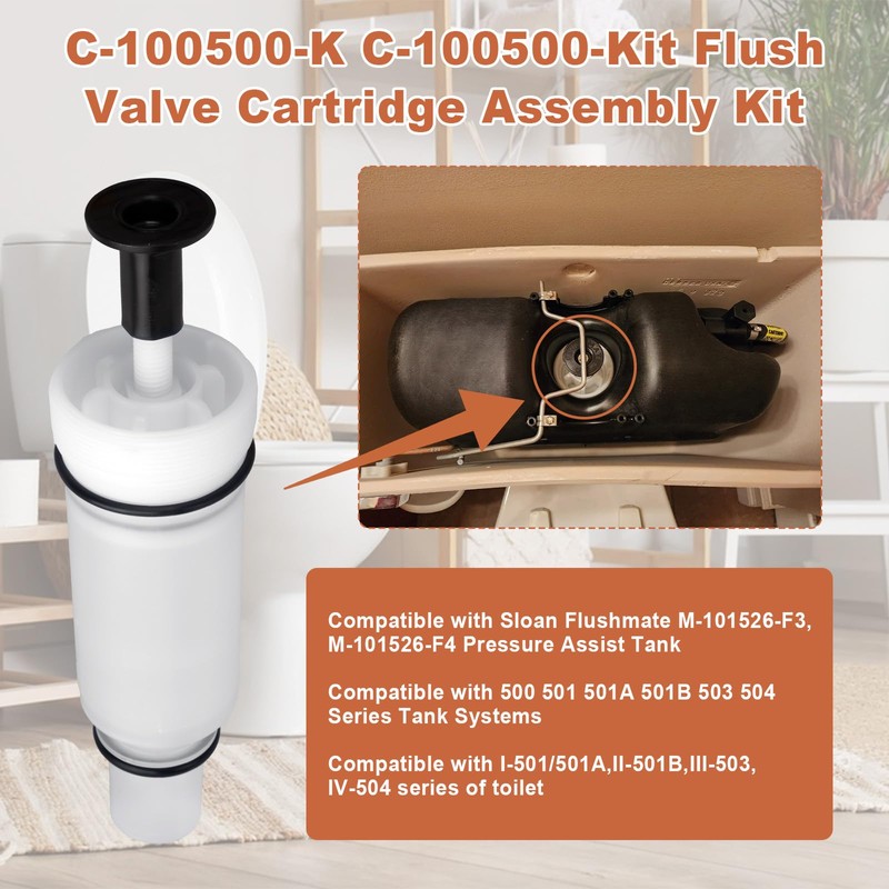 C-100500-K C-100500-KIT Flush Valve Cartridge For Sloan Flushmate Toilet