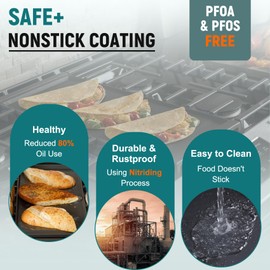 Upgraded WB31X24738 Cast Iron Griddle Replacement for GE Appliance Stove Range Cooktop, Nitrided Non-stick Coating, Gas Stove Top Center Part for GE, 19.5"×9" Extra-Large Integrated Griddle Plate