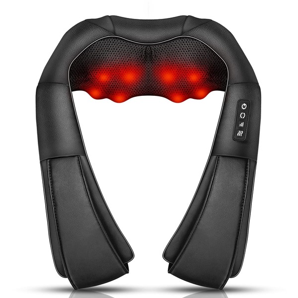 iKristin Neck Massager with Heat, Shiatsu Massager for Neck, Back, Shoulder, Foot and Leg, Deep Tissue 3D Kneading Massager for Relax Muscles at Home and Offie, Comfort Gifts for Women and Men