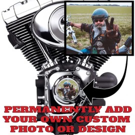 Kustom Cycle Parts Custom Photo Points/Timing Cover Compatible with Harley Davidson Motorcycles. Add Your Own Image/Design. (Fits: Twin Cam 1999 to 2017 Motors)